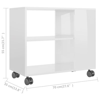 vidaXL Table d'appoint Blanc brillant 70x35x55 cm Bois d'ingénierie