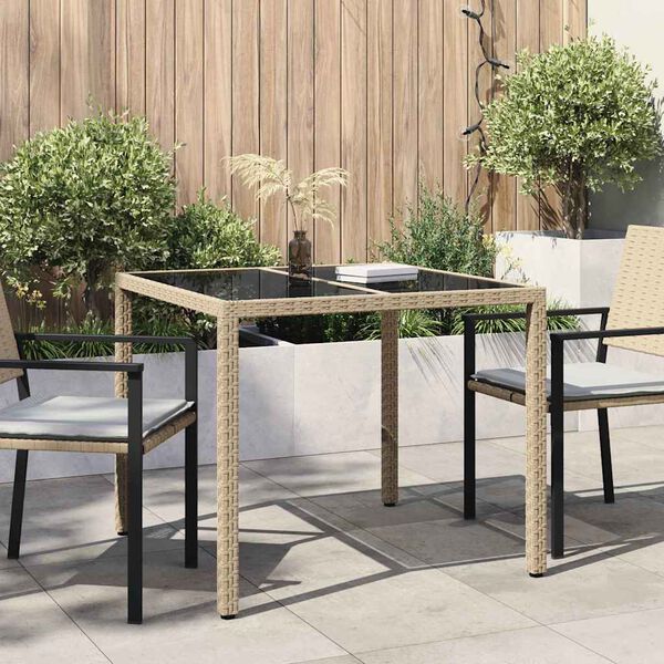 vidaXL Table de jardin pour repas Beige 90 x 90 x 75 cm polyrotin