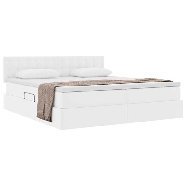 vidaXL Lit de Rangement Blanc pur 200 x 200 cm Cuir synth&eacute;tique