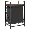 vidaXL Panier &agrave; linge 1 compartiment avec &eacute;tag&egrave;re en ch&ecirc;ne brun