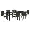 vidaXL Ensemble de salle &agrave; manger pour jardin 7 pcs Noir polyrotin
