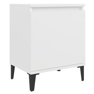 vidaXL Table de chevet avec pieds en m&eacute;tal blanc 40x30x50 cm