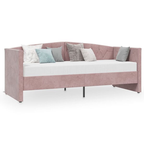 vidaXL Lit avec &eacute;clairage USB Rose Velours 90x200 cm