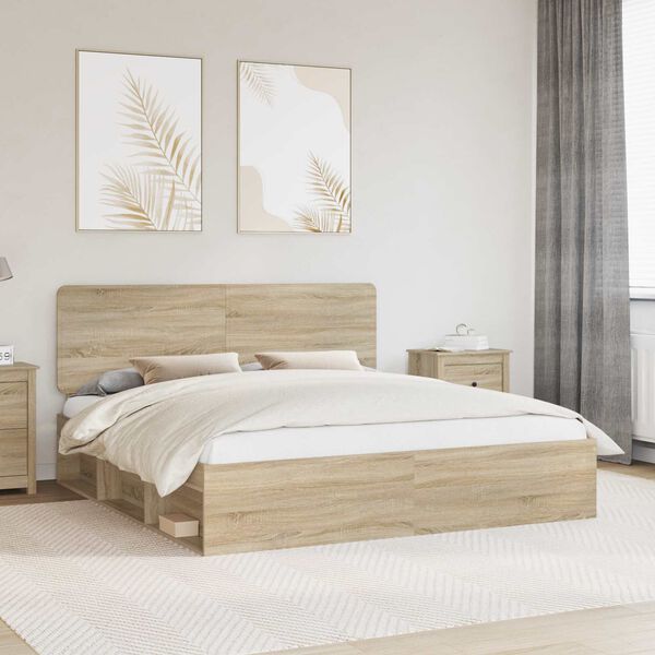 vidaXL Cadre de lit Sonoma 200 x 200 cm Bois de pin massif