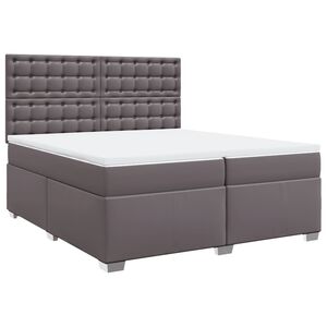vidaXL Sommier &agrave; lattes de lit avec matelas Gris 200x200 cm Similicuir