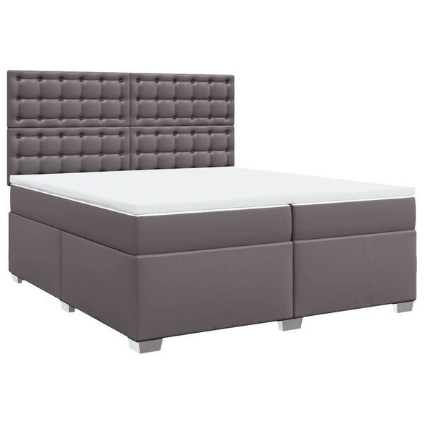 vidaXL Sommier à lattes de lit avec matelas Gris 200x200 cm Similicuir