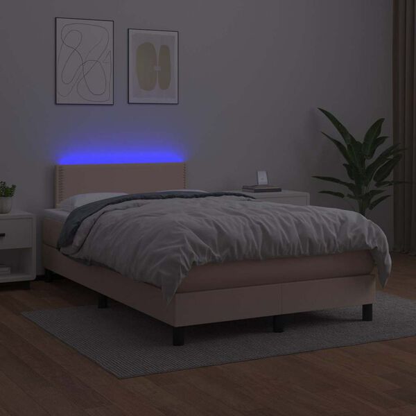 vidaXL Sommier &agrave; lattes de lit avec matelas LED cappuccino 120x190 cm