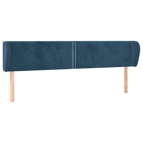 vidaXL T&ecirc;te de lit avec oreilles Bleu fonc&eacute; 163x23x78/88 cm Velours