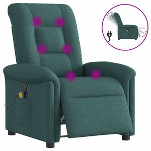 vidaXL Fauteuil de massage inclinable &eacute;lectrique Vert fonc&eacute; Tissu