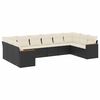 vidaXL Salon de jardin 10 pcs avec coussins noir r&eacute;sine tress&eacute;e