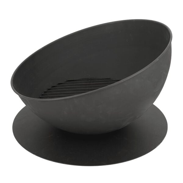 Esschert Design Bol de feu inclin&eacute; sur disque Noir