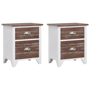 vidaXL Table de chevet 2 pcs avec 2 tiroirs Marron et blanc