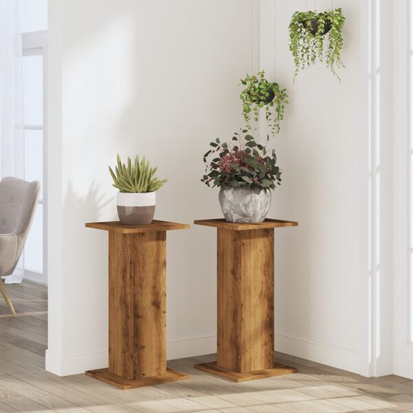 vidaXL Supports pour plantes 2 pcs chêne artisanal bois d'ingénierie