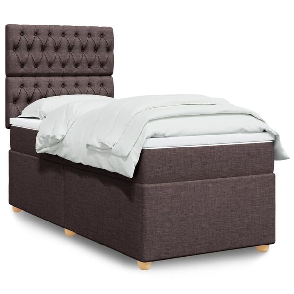 vidaXL Sommier &agrave; lattes de lit avec matelas Marron fonc&eacute; 90x200 cm
