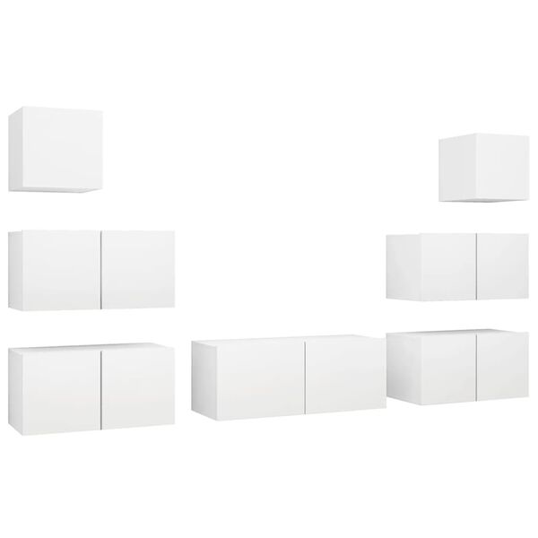 vidaXL Ensemble de meubles TV 7 pcs Blanc Bois d'ing&eacute;nierie