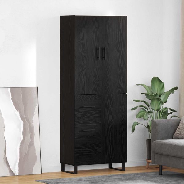 vidaXL Haut Armoire avec tiroir 2 pcs Ch&ecirc;ne noir 69,5 x 34 x 180 cm