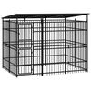 vidaXL Chenil d'ext&eacute;rieur avec toit pour chiens Acier 5,53 m&sup2;