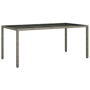 vidaXL Table de jardin Gris 190x90x75 cm Verre tremp&eacute;/r&eacute;sine tress&eacute;e