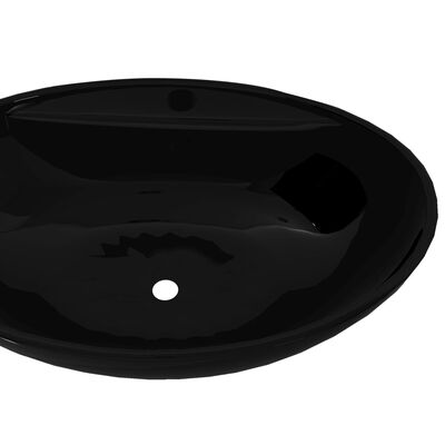Vasque ovale à trou trop-plein/robinet céramique pour salle de bain