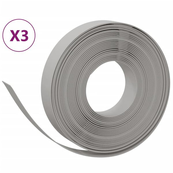 vidaXL Bordures de jardin 3 pcs gris 10 m 10 cm polyéthylène