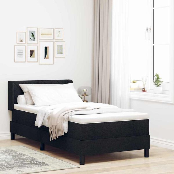 vidaXL Lit &agrave; ressorts avec matelas Noir 200 x 100 cm Polyester