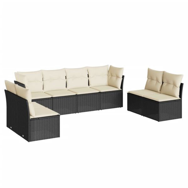vidaXL Salon de jardin 8 pcs avec coussins noir r&eacute;sine tress&eacute;e