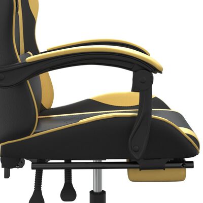 vidaXL Chaise de jeu avec repose-pied Noir et doré Similicuir