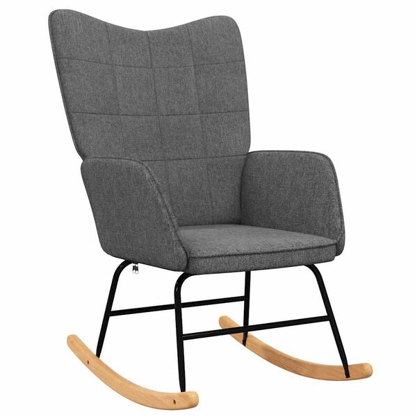 vidaXL Chaise &agrave; bascule avec tabouret Gris fonc&eacute; Tissu