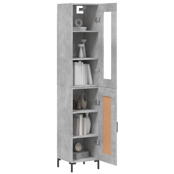 vidaXL Buffet haut Gris b&eacute;ton 34,5x34x180 cm Bois d'ing&eacute;nierie