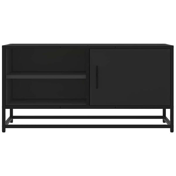 vidaXL Meuble TV noir 80x34,5x40 cm bois d'ing&eacute;nierie et m&eacute;tal