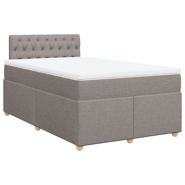 vidaXL Sommier à lattes de lit avec matelas taupe 120x190 cm tissu
