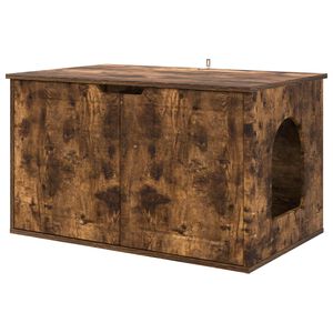 vidaXL Maison pour chat Ch&ecirc;ne fum&eacute; 85 x 55 x 50,5 cm Bois d'ing&eacute;nierie