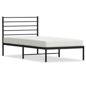 vidaXL Cadre de lit m&eacute;tal sans matelas avec t&ecirc;te de lit noir 107x203cm