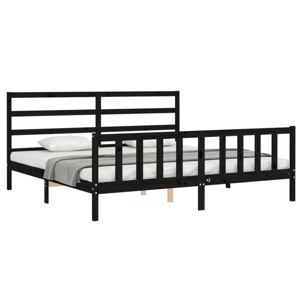 vidaXL Cadre de lit sans matelas noir 200x200 cm bois massif de pin