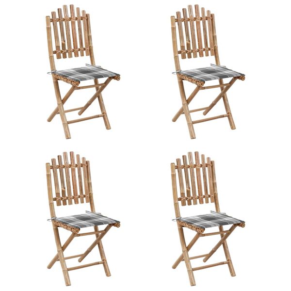 vidaXL Mobilier à dîner d'extérieur pliable 5 pcs avec coussins bambou