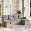 vidaXL Salon de jardin avec coussins 6pcs m&eacute;lange beige r&eacute;sine tress&eacute;e