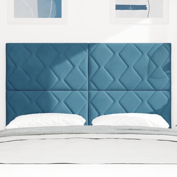 vidaXL T&ecirc;te de lit avec t&ecirc;te de lit Bleu fonc&eacute; 160 cm Velours