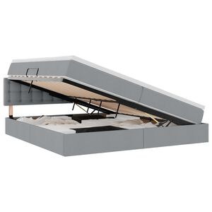 vidaXL Lit avec rangement et LED Gris clair 200 x 200 cm tissu