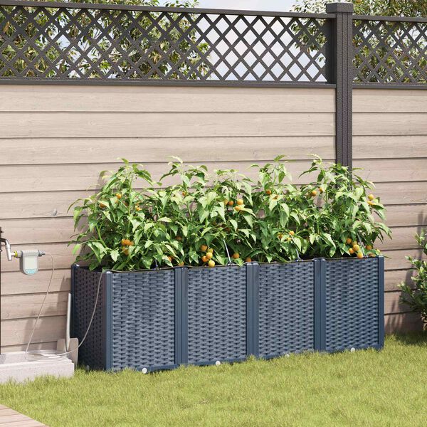 vidaXL Cache-pot de jardin 4 pcs Gris 160 x 40 x 52 cm Plastique