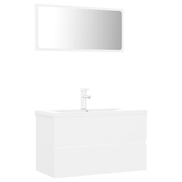vidaXL Meubles de salle de bain blanc bois d'ing&eacute;nierie