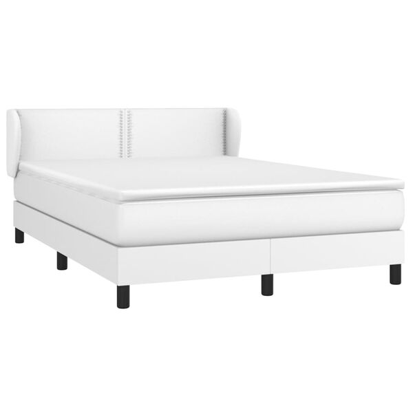 vidaXL Sommier &agrave; lattes de lit avec matelas Blanc 140x200cm Similicuir