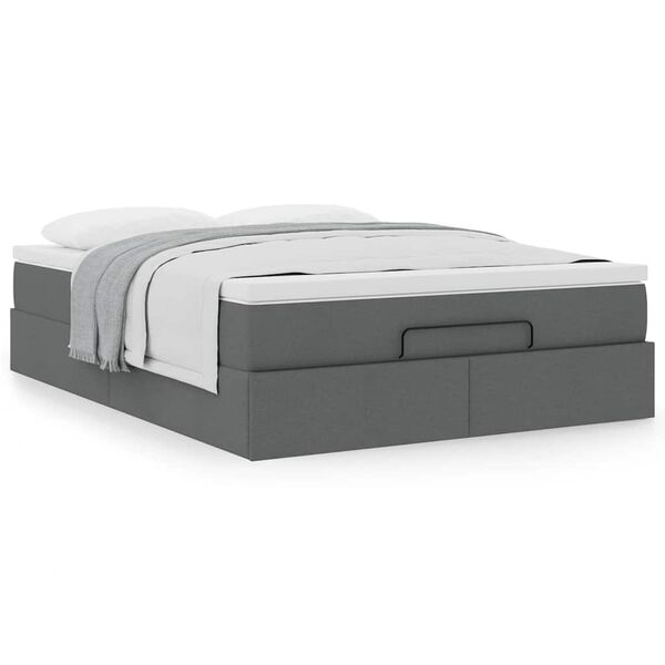 VidaXL Cadre de lit ottoman avec matelas gris foncé 140x190 cm tissu