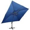 vidaXL Parasol de jardin en porte-à-faux avec double toit bleu azuré