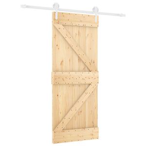 vidaXL Porte coulissante 85 x 210 cm Bois de pin massif (non trait&eacute;)