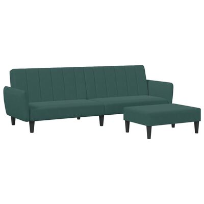 vidaXL Canapé-lit à 2 places avec repose-pied vert foncé velours
