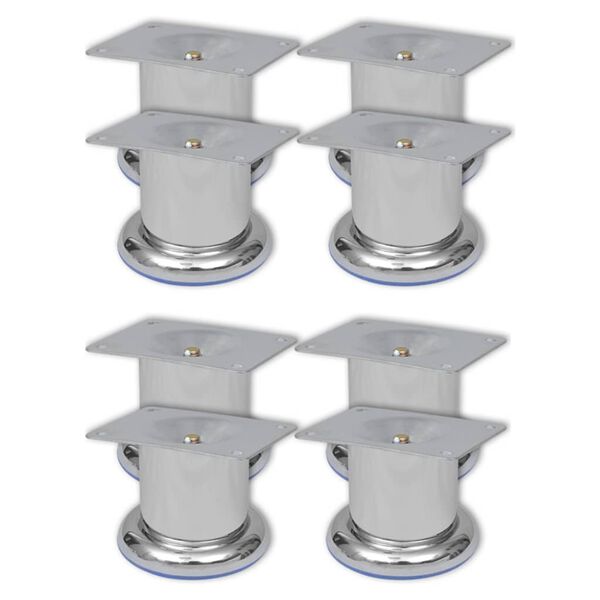 vidaXL Pieds ronds de canapé 8 pcs Chrome 60 mm
