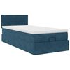 vidaXL Cadre de lit ottoman avec matelas bleu fonc&eacute; 100x200 cm velours