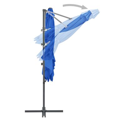 vidaXL Parasol déporté avec mât en acier Bleu azuré 250x250 cm