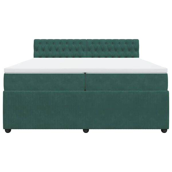 vidaXL Sommier &agrave; lattes de lit et matelas Vert fonc&eacute; 200x200cm Velours
