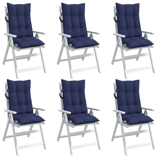 vidaXL Coussins de chaise &agrave; dossier haut lot de 6 bleu marine